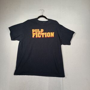 Pulp Fiction Black Short Sleeve T Shirt Spell Out Mens Size XL Double Sided